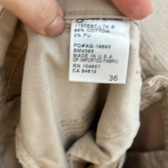 Adriano Goldschmied Supply Tan Standard Issue Slim Khaki Pants Men Size 36 SPOT - Picture 5 of 6